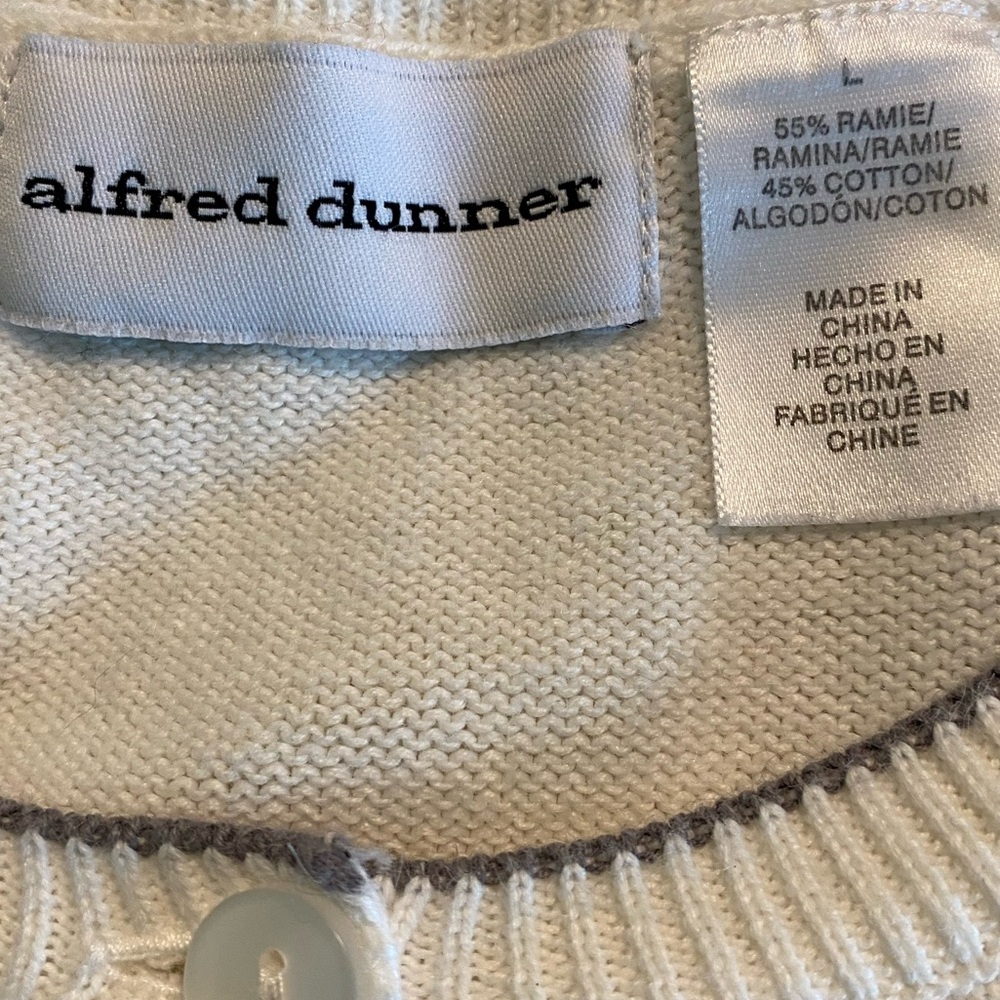 Vintage Alfred Dunner Floral Embroidered White/Teal/Lilac Cardigan L - Picture 9 of 11